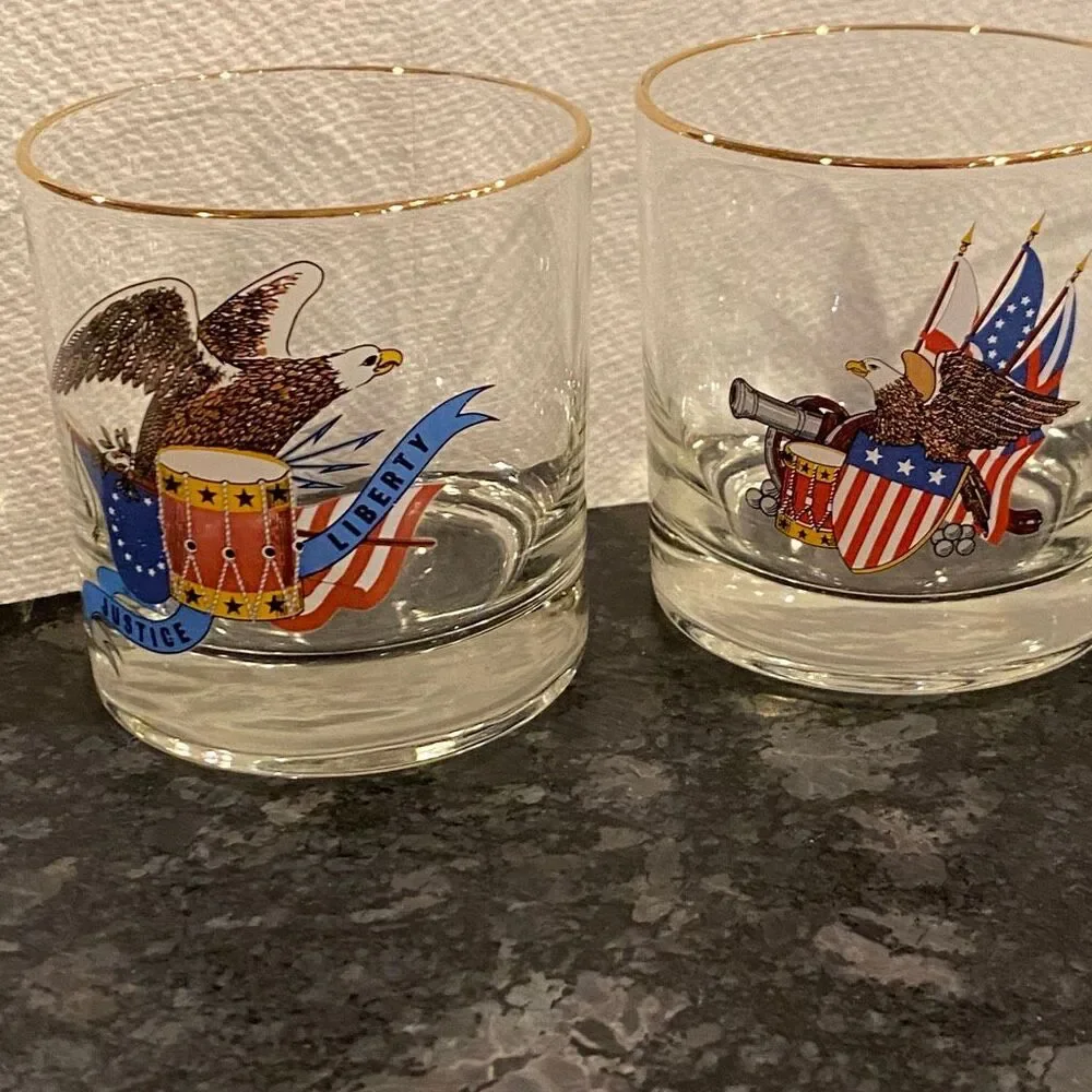 vintage 1976 Bicentennial Lowball drinking glasses patriotic Americana
